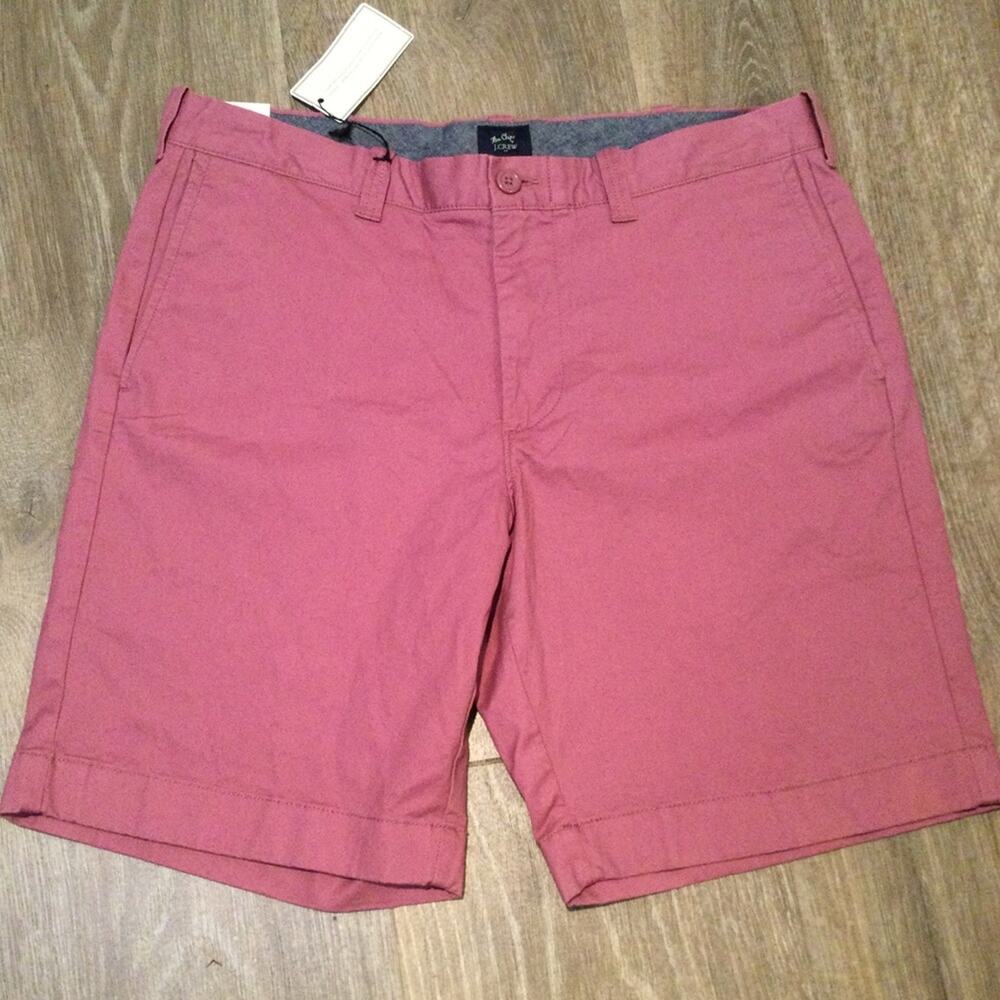 J. Crew 9" mens flex chino short Size 34 NWT Dusty Rose